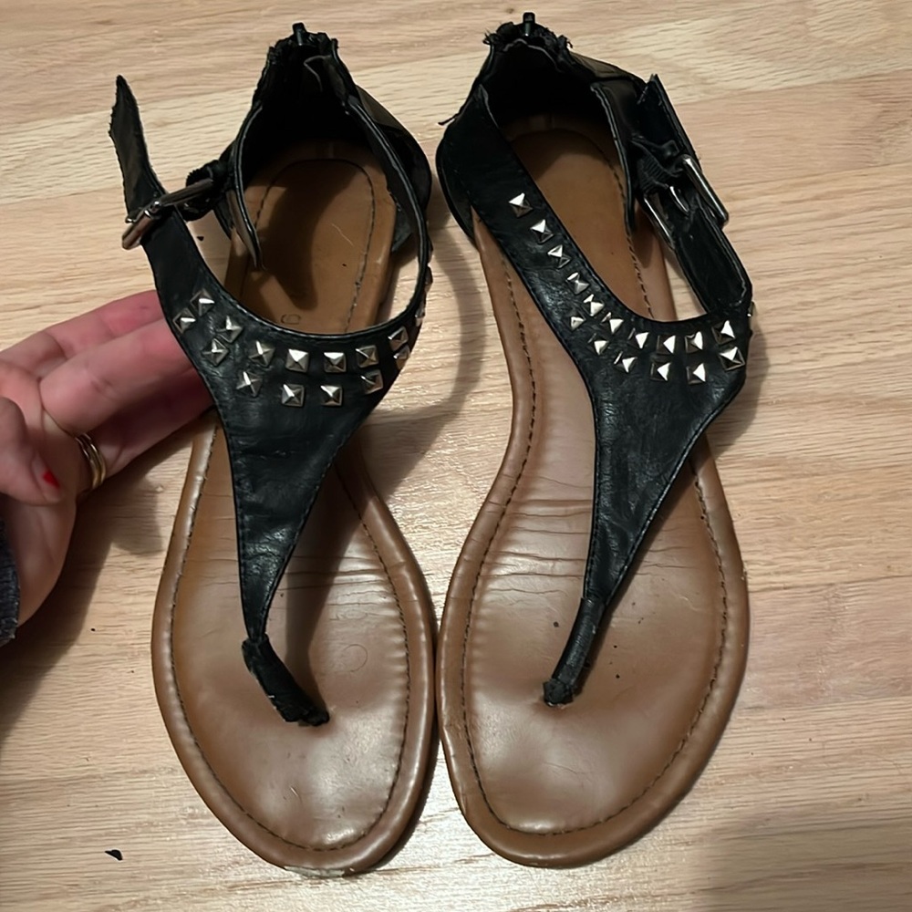 Black with silver metal sandal